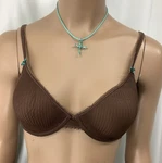 Dkny Bra Womens 36B Brown Teal Bows MOL250325/MB2. Fixed Price $18.77.