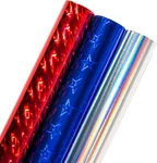 Holographic Patriotic Wrapping Paper Roll, Blue Star/red Stripe/silver Color For. Fixed Price $18.60.