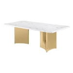 Best Quality Furniture 87 X 42 White Marble Dining Table With Stainless Steel. Fixed Price $1820.80.