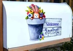 Magnet (partial Cover) Spring Potted Bunny With Pansies Custom. Fixed Price $10.95.