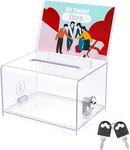 Acrylic Donation Box With Lock And Sign Holder 6.2" 4.7" 4" Ballot. Fixed Price $18.93.