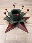 Vintage Metal Star & Holly Christmas Candle Holder - Primitive Farmhouse Holiday. Fixed Price $30.00.