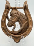 Vtg Style Cast Iron Head Horseshoe Door Knocker Rustic Western. Fixed Price $21.95.