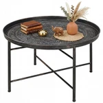 Coffee Table For Living Room, 24" Round Center With Hammered Tray Top. Fixed Price $58.99.