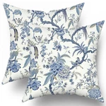 Chinoiserie Covers 20X20 Inch Blue And White Outdoor Pillows Bird.... Fixed Price $27.99.