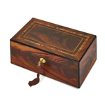 Tiger Wood Veneer Matte Finish W/inlay Design Locking Jewelry Box. Fixed Price $253.95.
