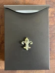 Vtg Mcm Metal Wall Mounted Mailbox; Brown Flip Top & Gold Fleur De Lis 9.75X6X3. Fixed Price $14.99.