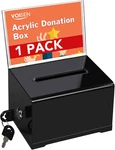 Voisen Acrylic Donation Box With Lock, Black Tip Jar Sign Holder, Suggestio. Fixed Price $19.13.
